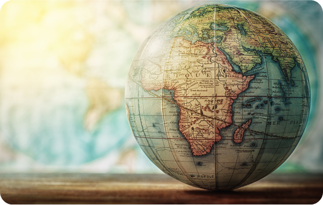 Globe with world map as well in background